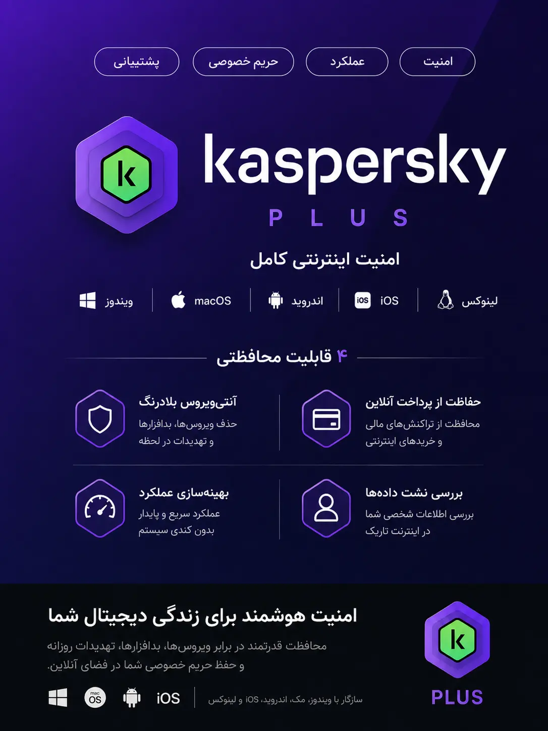 کسپرسکی پلاس - آنتی ویروس کسپرسکی خرید کسپرسکی پلاس - لایسنس اورجینال با قیمت مناسب